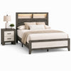 Queen Bedroom Set, Gray, White, Light Ash, Black Wood, 2 Piece Set with Nightstand