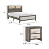 Queen Bedroom Set, Gray, White, Light Ash, Black Wood, 2 Piece Set with Nightstand