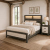 Queen Bedroom Set, Gray, White, Light Ash, Black Wood, 2 Piece Set with Nightstand