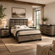 King Bedroom Set, Gray, Ebony Black Wood, 4 Piece Set with Dresser and 2 Nightstands
