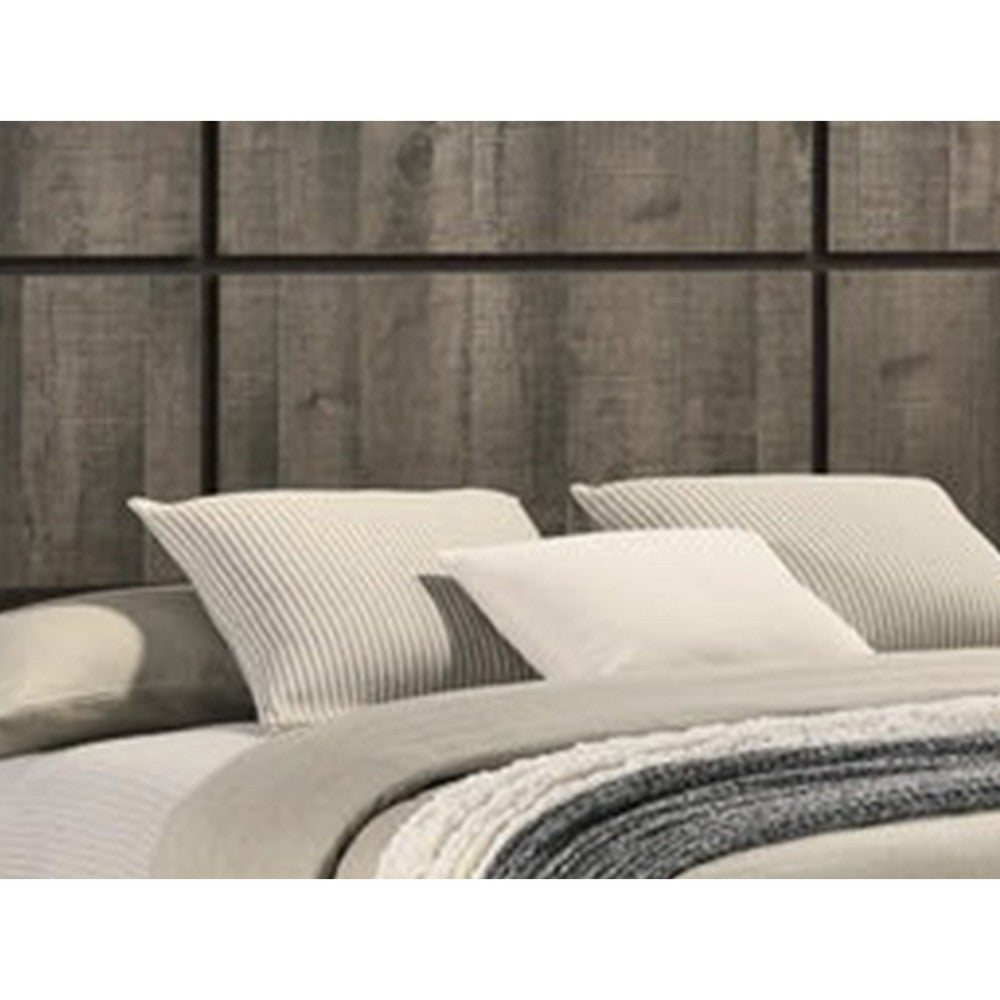 King Bedroom Set, Gray, Ebony Black Wood, 3 Piece Set with 2 Nightstands