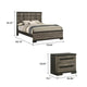 King Bedroom Set, Gray, Ebony Black Wood, 3 Piece Set with 2 Nightstands