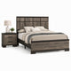 King Bedroom Set, Gray, Ebony Black Wood, 2 Piece Set with Nightstand