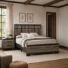 King Bedroom Set, Gray, Ebony Black Wood, 2 Piece Set with Nightstand