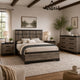 Queen Bedroom Set, Gray, Ebony Black Wood, 4 Piece Set with Dresser and 2 Nightstands