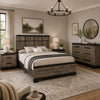 Queen Bedroom Set, Gray, Ebony Black Wood, 4 Piece Set with Dresser and 2 Nightstands
