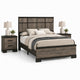 Queen Bedroom Set, Gray, Ebony Black Wood, 3 Piece Set with 2 Nightstands