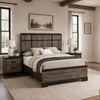 Queen Bedroom Set, Gray, Ebony Black Wood, 3 Piece Set with 2 Nightstands