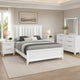 King Bedroom Set, White, Silver Wood, 4 Piece Set with Dresser and 2 Nightstands
