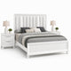 King Bedroom Set, White, Silver Wood, 3 Piece Set with 2 Nightstands