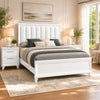 King Bedroom Set, White, Silver Wood, 3 Piece Set with 2 Nightstands