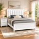 King Bedroom Set, White, Silver Wood, 3 Piece Set with 2 Nightstands