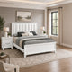 King Bedroom Set, White, Silver Wood, 3 Piece Set with 2 Nightstands