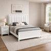 King Bedroom Set, White, Silver Wood, 2 Piece Set with Nightstand