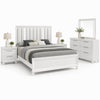 Queen Bedroom Set, White, Silver Wood, 4 Piece Set with Dresser and 2 Nightstands