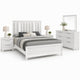 Queen Bedroom Set, White, Silver Wood, 4 Piece Set with Dresser and 2 Nightstands