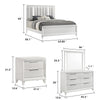 Queen Bedroom Set, White, Silver Wood, 4 Piece Set with Dresser and 2 Nightstands