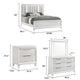 Queen Bedroom Set, White, Silver Wood, 4 Piece Set with Dresser and 2 Nightstands