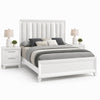 Queen Bedroom Set, White, Silver Wood, 3 Piece Set with 2 Nightstands