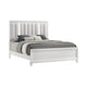 Queen Bedroom Set, White, Silver Wood, 3 Piece Set with 2 Nightstands