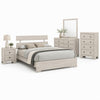 Full Bedroom Set, White, Black Wood, 4 Piece Set with Nightstand, Dresser, and Chest