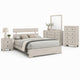 Full Bedroom Set, White, Black Wood, 4 Piece Set with Nightstand, Dresser, and Chest