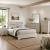 Full Bedroom Set, White, Black Wood, 4 Piece Set with Nightstand, Dresser, and Chest