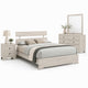 Full Bedroom Set, White, Black Wood, 3 Piece Set with Nightstand and Dresser