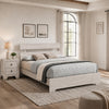 Full Bedroom Set, White, Black Wood, 2 Piece Set with Nightstand