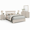 Queen Bedroom Set, White, Black Wood, 4 Piece Set with 2 Nightstands and Dresser