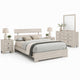 Queen Bedroom Set, White, Black Wood, 4 Piece Set with 2 Nightstands and Dresser