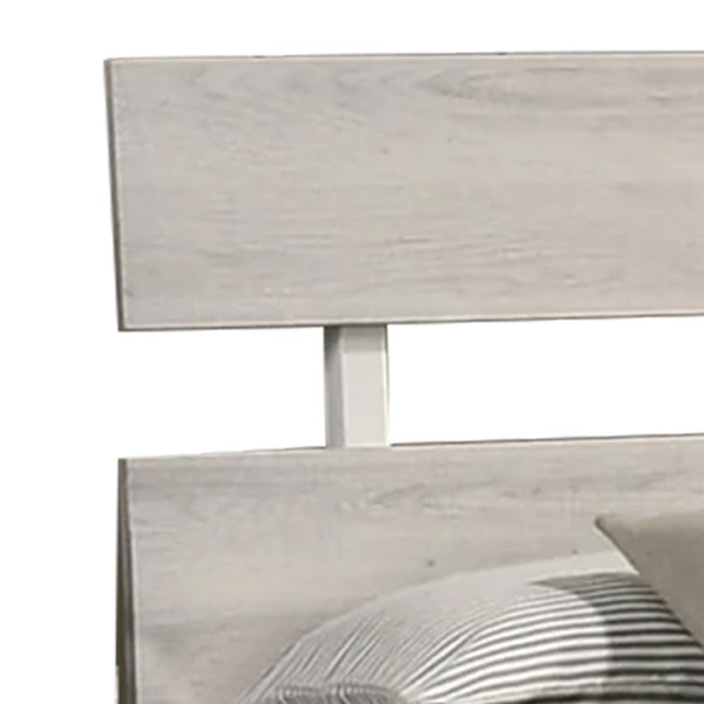 Queen Bedroom Set, White, Black Wood, 4 Piece Set with 2 Nightstands and Dresser