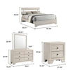 Queen Bedroom Set, White, Black Wood, 4 Piece Set with 2 Nightstands and Dresser