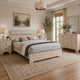 Queen Bedroom Set, White, Black Wood, 4 Piece Set with 2 Nightstands and Dresser
