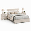 Queen Bedroom Set, White, Black Wood, 3 Piece Set with 2 Nightstands
