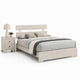 Queen Bedroom Set, White, Black Wood, 2 Piece Set with Nightstand