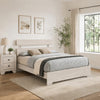 Queen Bedroom Set, White, Black Wood, 2 Piece Set with Nightstand