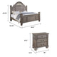 Queen Bedroom Set, Gray, Brass, Clear Wood, 2 Piece Set with Nightstand