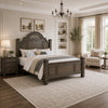 Queen Bedroom Set, Gray, Brass, Clear Wood, 2 Piece Set with Nightstand