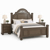 Queen Bedroom Set, Gray, Brass, Clear Wood, 3 Piece Set with 2 Nightstands