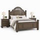Queen Bedroom Set, Gray, Brass, Clear Wood, 3 Piece Set with 2 Nightstands