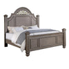 Queen Bedroom Set, Gray, Brass, Clear Wood, 3 Piece Set with 2 Nightstands