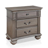Queen Bedroom Set, Gray, Brass, Clear Wood, 3 Piece Set with 2 Nightstands
