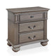 Queen Bedroom Set, Gray, Brass, Clear Wood, 3 Piece Set with 2 Nightstands