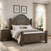 Queen Bedroom Set, Gray, Brass, Clear Wood, 3 Piece Set with 2 Nightstands