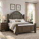 Queen Bedroom Set, Gray, Brass, Clear Wood, 3 Piece Set with 2 Nightstands