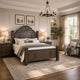 Queen Bedroom Set, Gray, Brass, Clear Wood, 3 Piece Set with 2 Nightstands