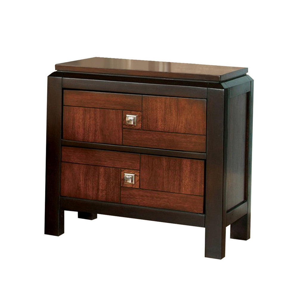 Queen Bedroom Set, Brown Wood, 2 Piece Set with Nightstand