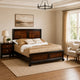 Queen Bedroom Set, Brown Wood, 2 Piece Set with Nightstand