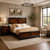 Queen Bedroom Set, Brown Wood, 2 Piece Set with Nightstand